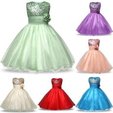 Pelangi Situs 10 Warna Seksi Bunga Gadis Baju Anak Kostum Bayi Gadis Pakaian Anak Renda Rok Putri Pernikahan Pesta -Red-110cm-Internasional