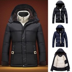 Rainbow Situs HOT Men Down Cotton Padded Removable Hat Parkas Jaket Pulau Batu Ukuran: M-4XL-Blue-Int: M-Intl