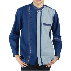Raindoz Moslem Wear - Baju Koko Katun - Lengan Panjang Pria - Biru