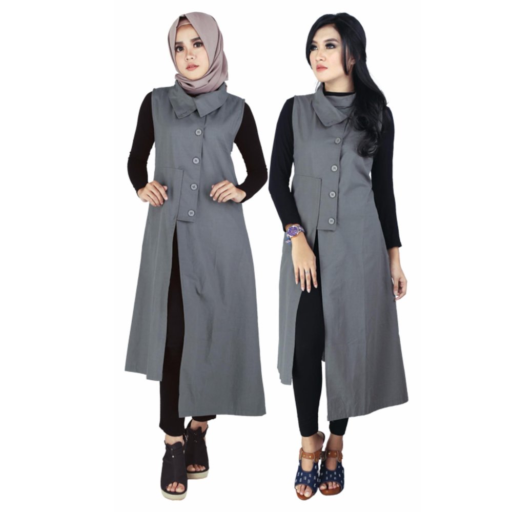 Raindoz Pakaian Muslim Wanita /Outer /Gamis RKOx021 Dark Grey