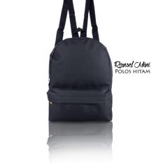 Raisya Tas Fashion Ransel Mini Canvas Polos - Black