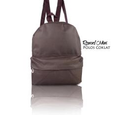 Raisya Tas Fashion Ransel Mini Canvas Polos - Brown
