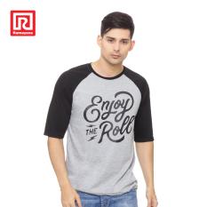 Ramayana - AR89 - Kaos T-shirt Raglan Enjoy Printed Abu/Hitam