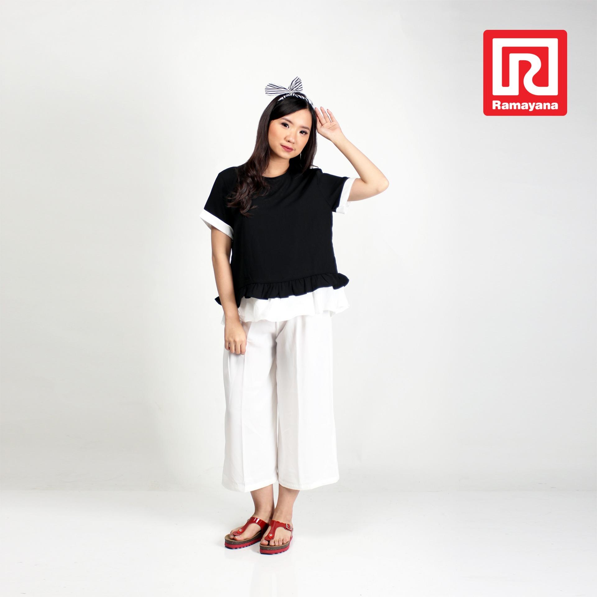Ramayana - Jj Jeans - Blouse Ruffle Crepe Catarina Hitam -  Jj Jeans  (07966841)
