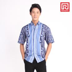 Ramayana - Rama Batik - Kemeja Batik Printed Lengan Pendek Katun Biru – Batik Rama (07972423)