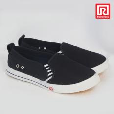 Ramayana - Worldstar - Sepatu slip on pria motif polos kain kanvas warna biru laut worldstar (07972010)