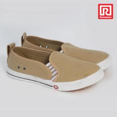 Ramayana - Worldstar - Sepatu slip on pria motif polos kain kanvas warna coklat muda worldstar (07972030)