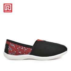Ramayana - Worldstar - Sepatu Slip On Wanita Polos Variasi Zodiak Hitam/Maroon