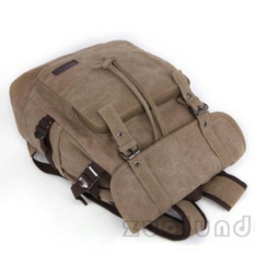 Ransel Serut Kanvas Zou Lun Duo 8551  [Khaki/Krem] - Tas punggung Pria - Backpack Wanita - Tas Laptop - Tas Kerja - Tas Sekolah - Tas Kuliah