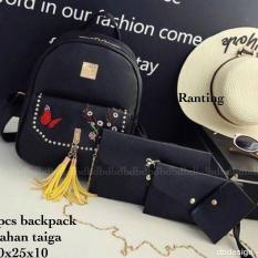 Tas BACKPACK/Ransel/TAS MINI BACKPACK/Tas Anak/Tas 3in1/Tas 4in1/TAS CROS BODY/TAS Drawstring backpack/Tas Messenger/Tas Chanel/Tas Dior/Tas FendI/Tas Louis Vuitton/Tas Prada/Tas Gucci/Tas murah RANTING 4PCS BACKPACK BLACK