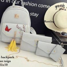 Tas BACKPACK/Ransel/TAS MINI BACKPACK/Tas Anak/Tas 3in1/Tas 4in1/TAS CROS BODY/TAS Drawstring backpack/Tas Messenger/Tas Chanel/Tas Dior/Tas FendI/Tas Louis Vuitton/Tas Prada/Tas Gucci/Tas murah RANTING 4PCS BACKPACK GREY