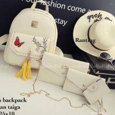 Tas BACKPACK/Ransel/TAS MINI BACKPACK/Tas Anak/Tas 3in1/Tas 4in1/TAS CROS BODY/TAS Drawstring backpack/Tas Messenger/Tas Chanel/Tas Dior/Tas FendI/Tas Louis Vuitton/Tas Prada/Tas Gucci/Tas murah RANTING 4PCS BACKPACK WHITE