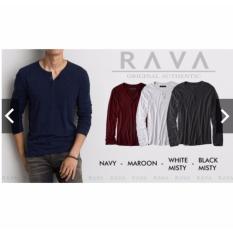 RAVA Baju Kaos Pria Henley Polos Lengan Panjang Premium Quality by RAVA ORIGINAL (PROMO BEST SELLER)