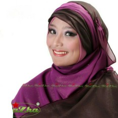 Razha Shawl Metalic Cerutti Pashmina Jilbab 2 in 1 Choco Purple