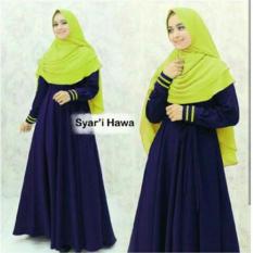 RB-READY BAJU MUSLIM GAMIS HAWA NAVY HIJAU STABILO FREE KHIMAR SYARI BUSUI