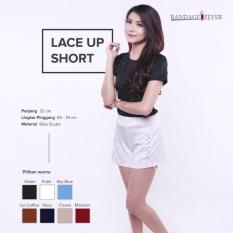 Ready Bawahan Wanita Murah Surabaya Lace Up Short White Silky Scuba