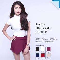 Ready Bawahan Wanita Murah Surabaya Late Origami Skort Burgundy Wedges