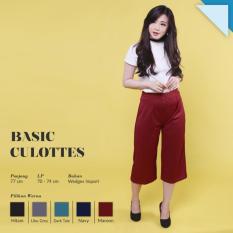 Ready Celana Wanita Murah Surabaya Basic Cullotes Maroon Wedges Import
