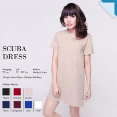 Ready Dress Wanita Murah Surabaya Scuba Dress Cream Wedges Super
