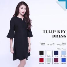 Ready Dress Wanita Murah Surabaya Tulip Key Dress Black Wedges Import