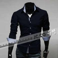 Ready Kemeja Pria Murah Surabaya Kevin Black Cotton Stretch
