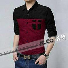 Ready Kemeja Pria Murah Surabaya Nathan Maroon Cotton Stretch