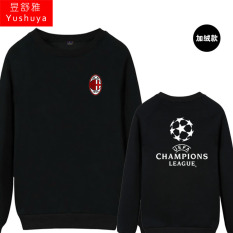 Nyata Madrid Liga Champions Baju Sepak Bola Leher Bulat Kaos Sweater (AC Milan Hitam)