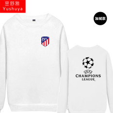 Nyata Madrid Liga Champions Baju Sepak Bola Leher Bulat Kaos Sweater (Atletico Baru Standar Putih)
