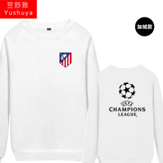 Nyata Madrid Liga Champions Baju Sepak Bola Leher Bulat Kaos Sweater (Atletico Madrid Putih)