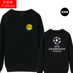 Nyata Madrid Liga Champions Baju Sepak Bola Leher Bulat Kaos Sweater (Dortmund Hitam)