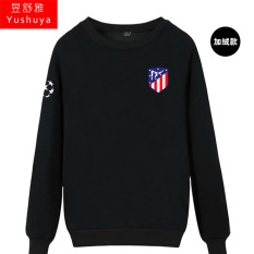 Nyata Madrid Nyata Madrid Tambah Beludru Liga Champions Baju Sepak Bola Kaos Sweater (Atletico Baru Standar Hitam)