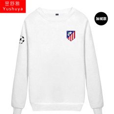 Nyata Madrid Nyata Madrid Tambah Beludru Liga Champions Baju Sepak Bola Kaos Sweater (Atletico Madrid Putih)