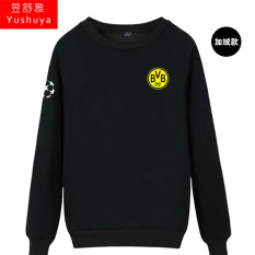 Nyata Madrid Nyata Madrid Tambah Beludru Liga Champions Baju Sepak Bola Kaos Sweater (Dortmund Hitam)