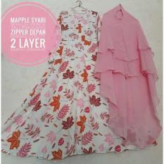 REALPICT Set Gamis Syari Wolfis Monalisa Mapple Bergo Khimar Ceruty 2 Layer Jumbo Hijab Premium