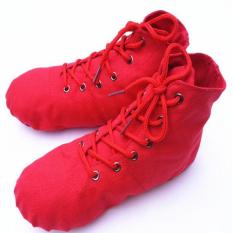 Merah Warna Orang Dewasa Anak Canvas Ballet Senam Latihan Yoga Lembut Sepatu Tari I112-Intl