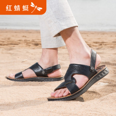 Merah Dragonfly Kulit Kasual His Living Bernapas Tergelincir Sandal atau Sandal Sandal Laki-laki (Hitam)