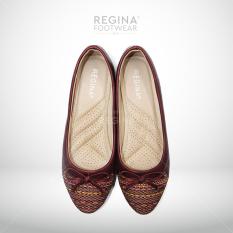 Regina Flat Shoes Motif Batik Pita Besar 1704-604 - Maroon Size 36/41