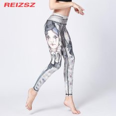 REIZSZ Colorful Fashion Wanita Peregangan Nyaman Slim Fitting Yoga Menjalankan Olahraga Celana Perapi Capris Ladies Fitness Tari Gym Legging Celana Kelas Tinggi Digital Printing Celana untuk Wanita-Intl