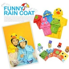 Retail Jepang Binatang Lucu Kartun Berbentuk Anak Poncho Jas Hujan Anak Tahan Air Jas Hujan (Merah Muda)-Intl