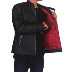 Rey Jaket Recing Semi kulit RedBlack