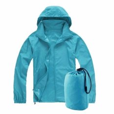 RHS S M L XL 2XL Men Women Ladies Waterproof Windproof Jacket Outdoor Bicycle Sports Rain Coat（Lake Blue）