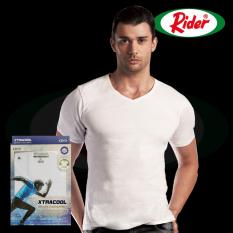 Rider Xtra Cool R259B V-Neck Tshirt Kaos Dalam Pria with Ultimate Cooling Technology - Warna Putih - isi 1 Pcs
