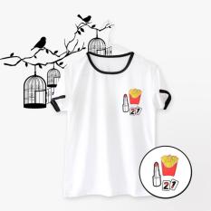 Ringer Tee / T-Shirt / Kaos FRENCH FRIES Warna Putih