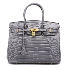 RM1, Kulit Paten Pola Kulit Buaya Tas Model Hermes (Abu-abu Besar 30 Cm)