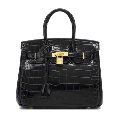 RM1, Kulit Paten Pola Kulit Buaya Tas Model Hermes (Hitam Kecil 25 Cm)
