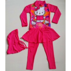 RNKD16 - Baju Renang Anak Muslim Hello Kitty Pink - UKURAN XXL