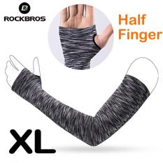 ROCKBROS Setengah Jari Panjang Sarung Tangan Cuff Ripple Gaya UV Lengan Lengan Pelindung Pria Wanita Es Sutra Sarung Tangan Panjang Bersepeda Arm Warmers Bernapas Olahraga Outdoor Basket Baseball Lengan Lengan Manguito-Intl