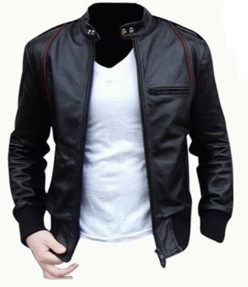RoG Leather Jacket Red Strip [Black]