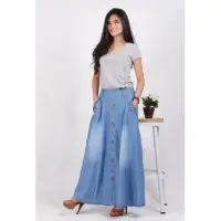 SB Collection Rok Maxi Kalina Long Skirt Pink Source Rok Jeans Panjang Biru .