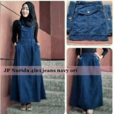 Rok Kodok Nurida Jeans Set 3in1 ( Overall + Inner + Pasmina ) Model Baju Terbaru & Kekinian, Bikin Siapapun Yg Memakainya Akan Kelihatan Lebih Anggun, Gaya, Gaul, Trendy Dan Cantik Maksimal ;-)